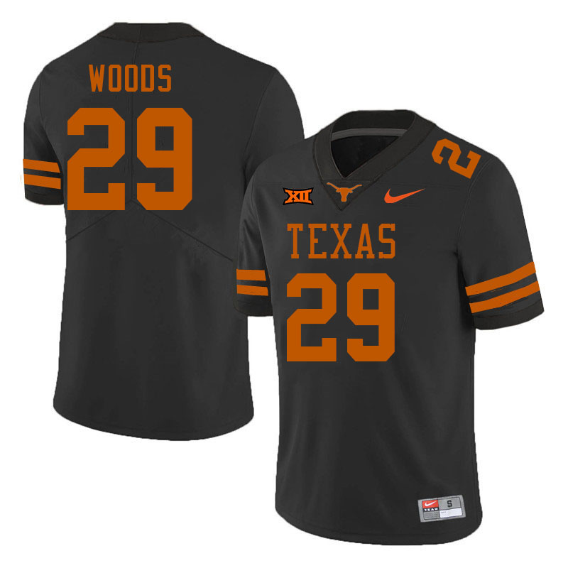 Men #29 Ky Woods Texas Longhorns 2023 College Football Jerseys Stitched-Black